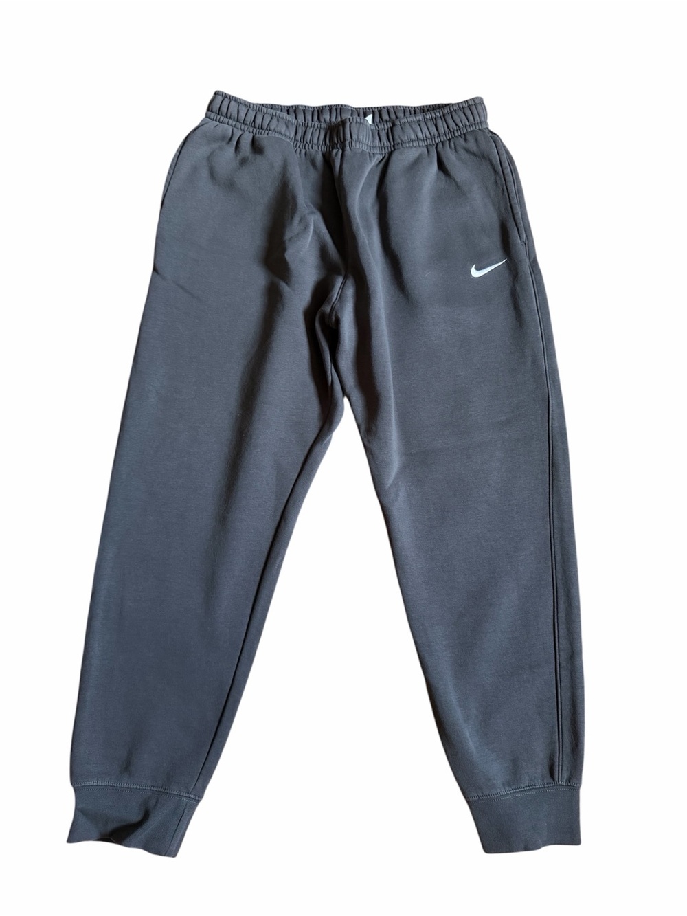 Nike Dark Gray Fleece Joggers with White Swoosh